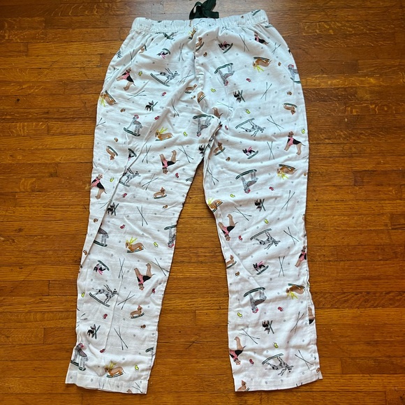 Joyspun Flannel Winter Skiing Dog Pajama Pants M - Picture 4 of 4
